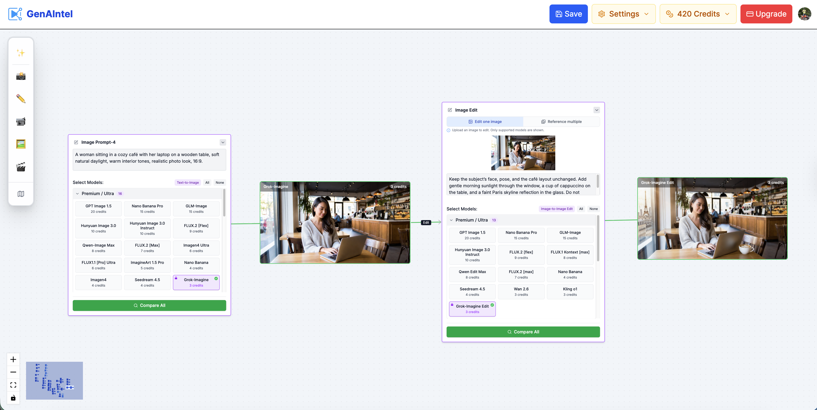Showcase of the image edit flow on GenAIntel